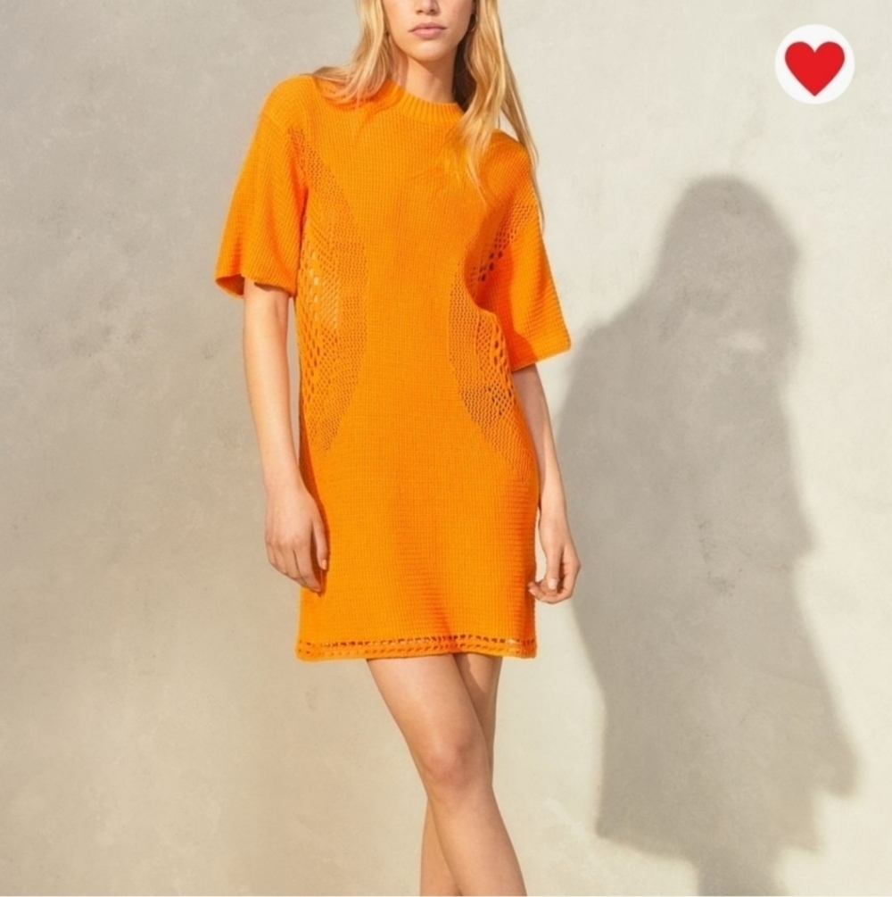 Zara Orange Flutter Sleeve Sheath Dress